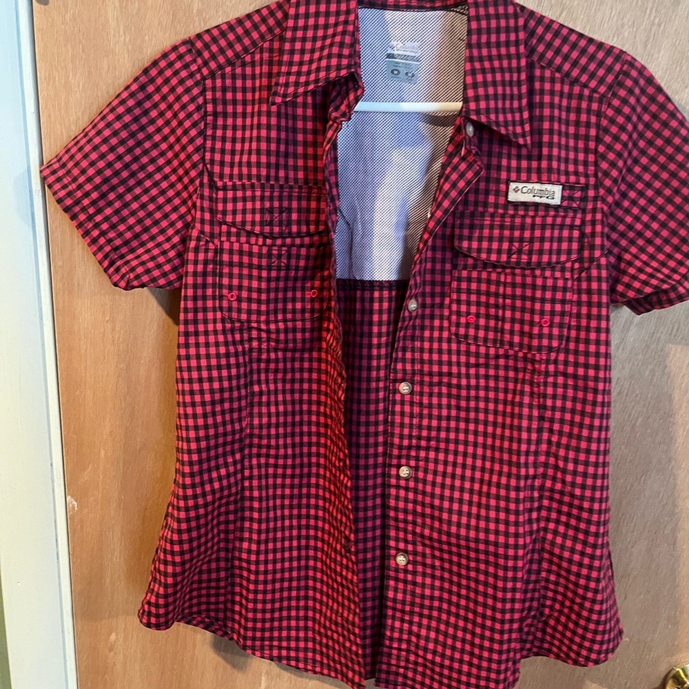 Columbia womensBlack and Red Plaid Shirt